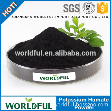Worldful potassium humate black shiny powder, organic potassium humate fertilizer for agriculture products